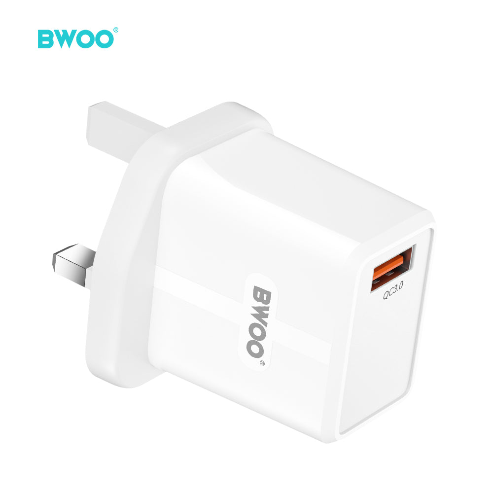 BWOO UK Plug Fast Charging Wall Charger USB BO-CDA176