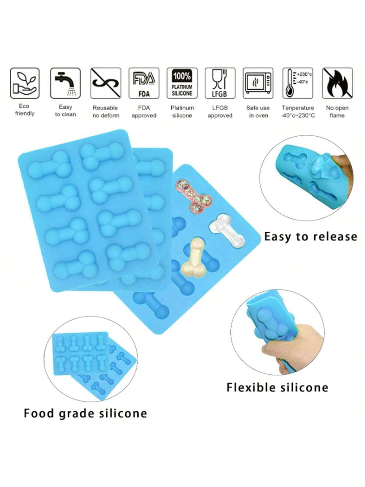 Tray Penis Mould Silicone Blue (3pcs/pack)