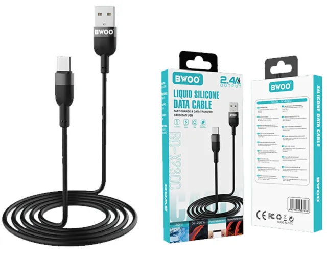 BWOO BO-X230C USB-C 2.4A Liquid Silicone Fast Charging Data Cable 1m