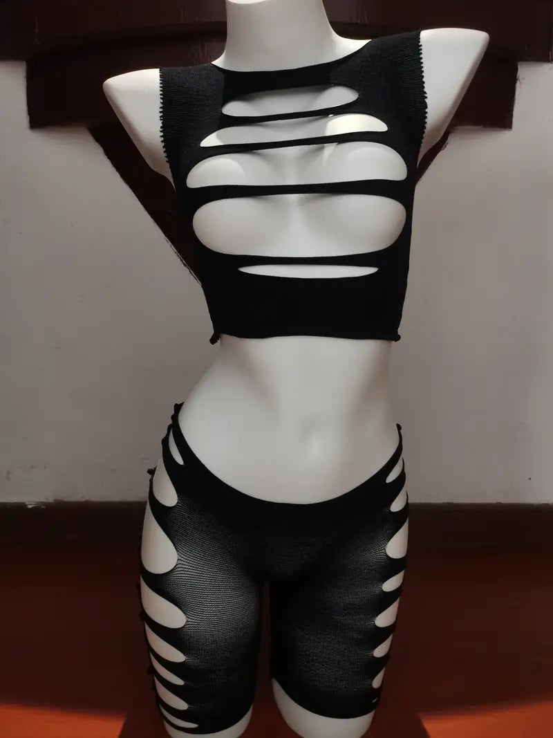 Lash Hollow Out Lingerie Open Crotch With Stockings