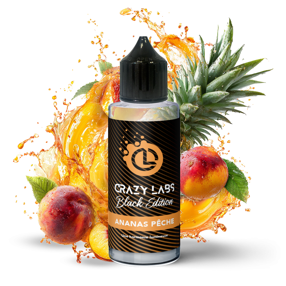 Crazy Labs Black Edition Pineapple Peach (Ananas Pêche) 100ml