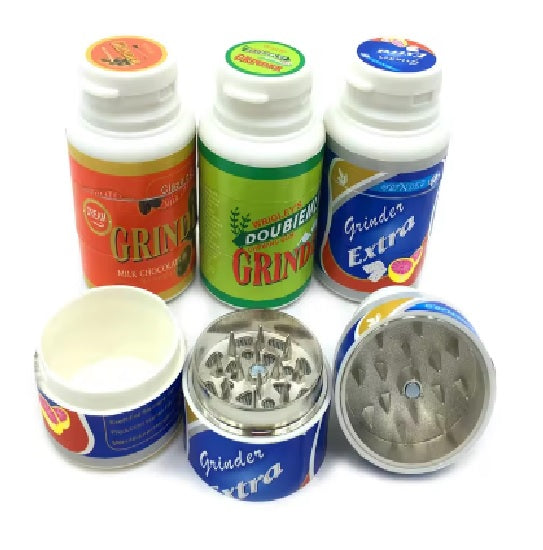 Chewing Gum Bottle Herb Metal Grinder 45mm Green