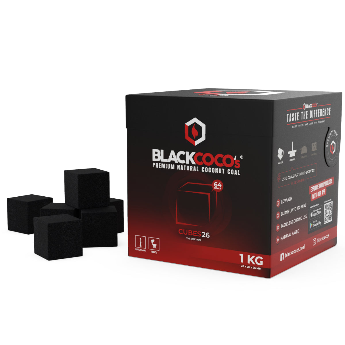 BlackCoco Cubes26 Charcoal 1Kg