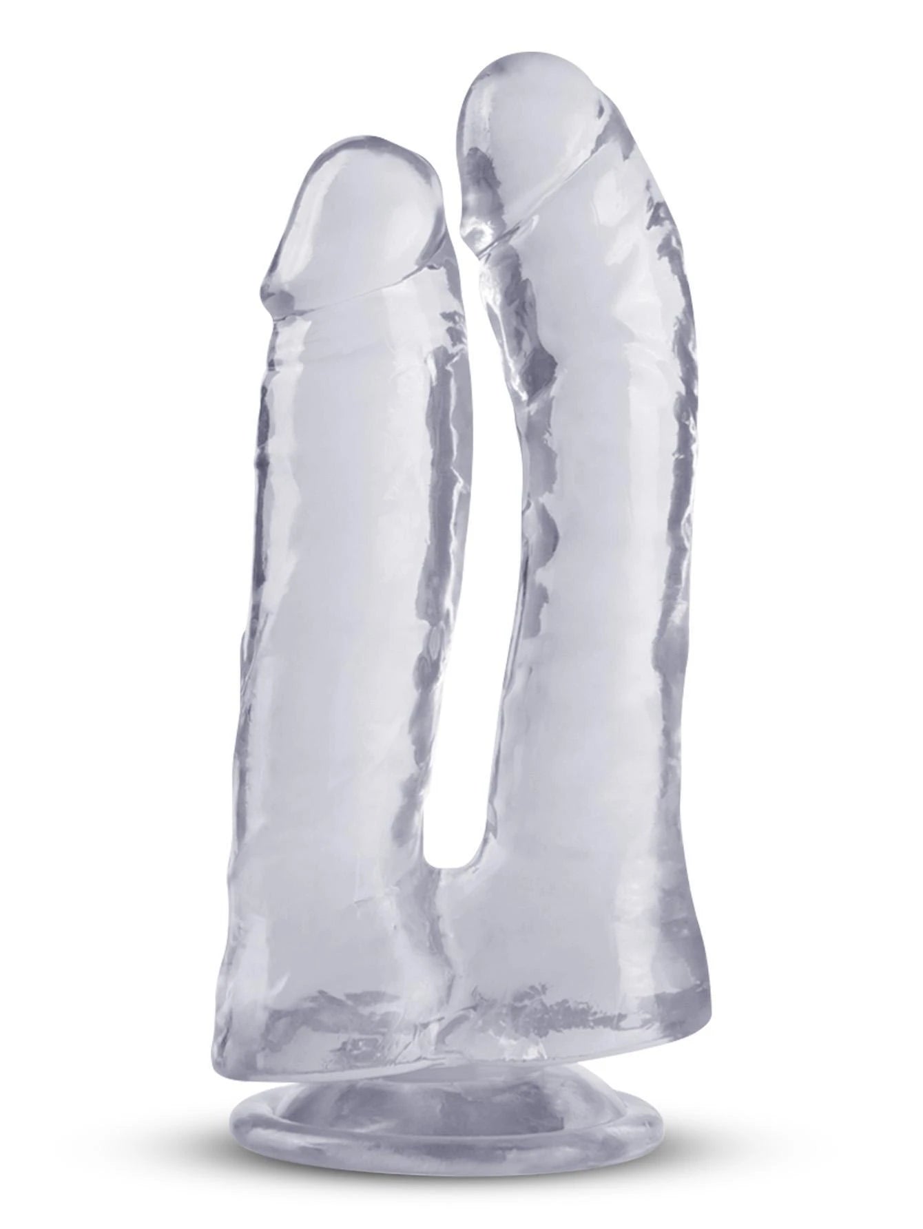 Double Dildo Suction Cup Clear 17.5cm