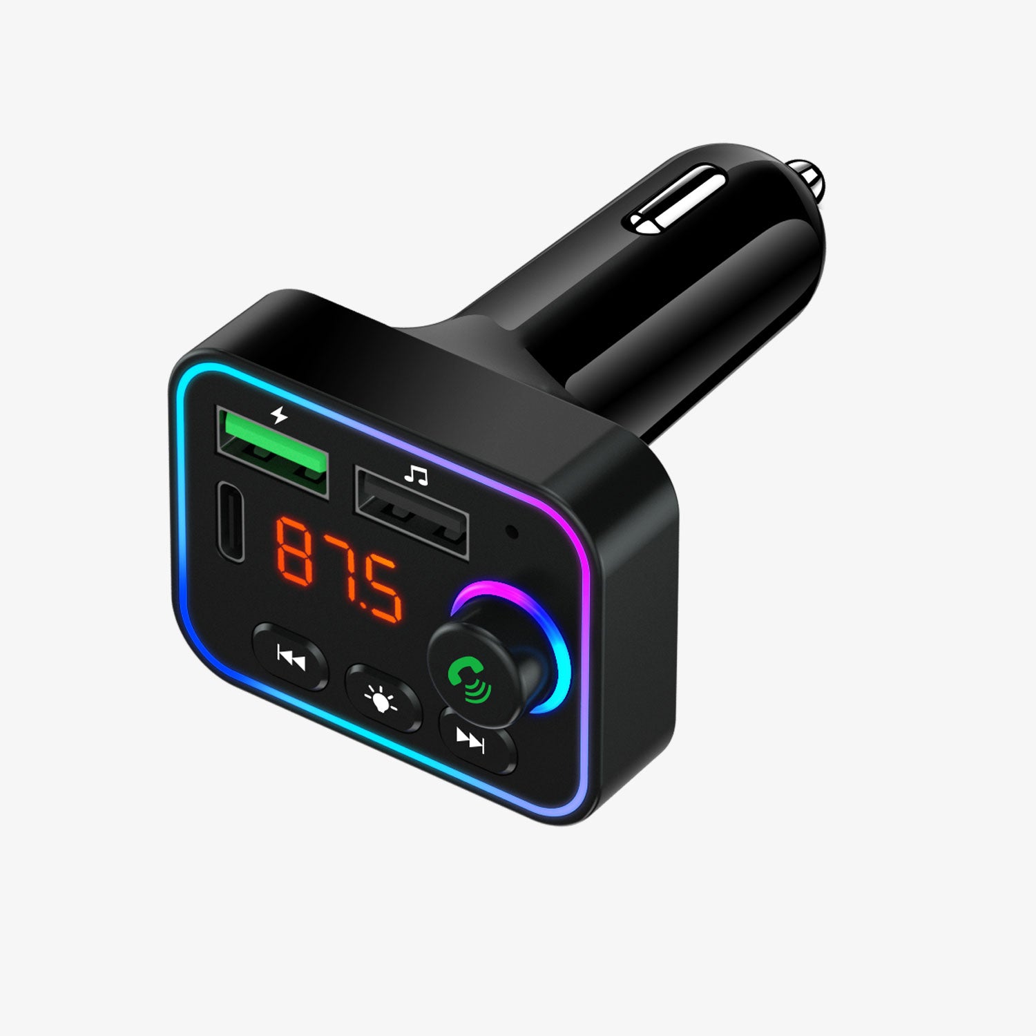 BWOO Car Charger LED Display PD USB C 3.1A Fast Charge BT5.3 FM Transmitter Handsfree CC101