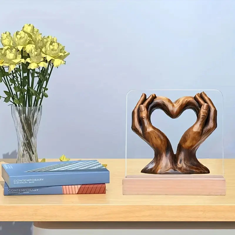 2D Printed Acrylic Bohemian Style Heart Shape Hands Ornament