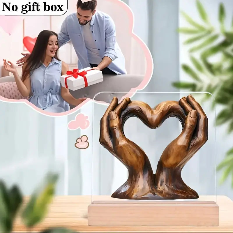 2D Printed Acrylic Bohemian Style Heart Shape Hands Ornament