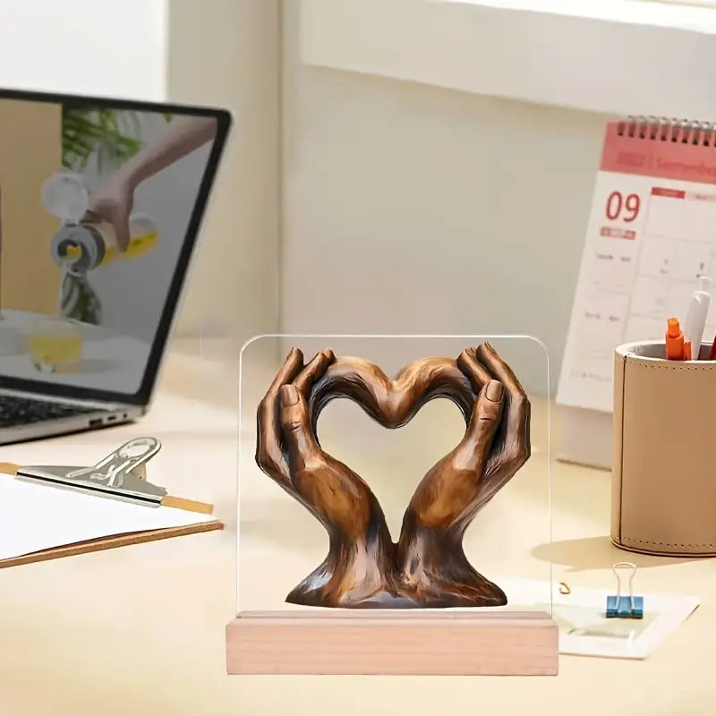 2D Printed Acrylic Bohemian Style Heart Shape Hands Ornament