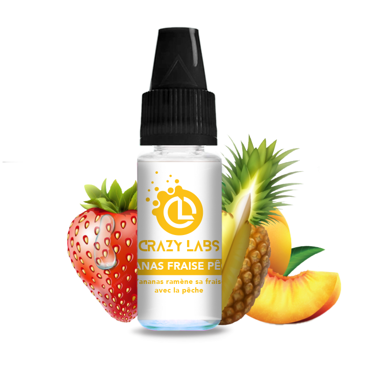 Crazy Labs Pineapple Strawberry Peach (Ananas Fraise Pêche) Nic Salt 10ml