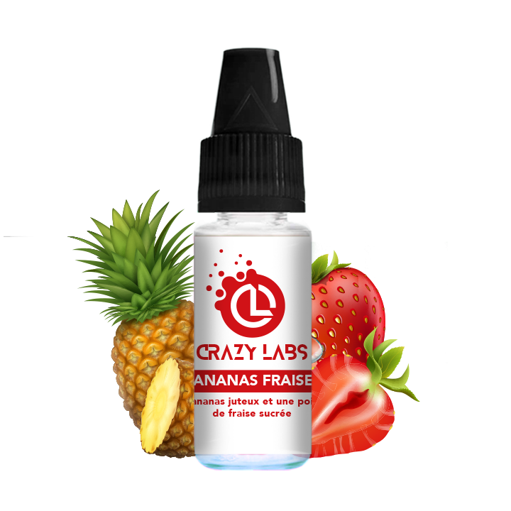 Crazy Labs Pineapple Strawberry (Ananas Fraise) Nic Salt 10ml