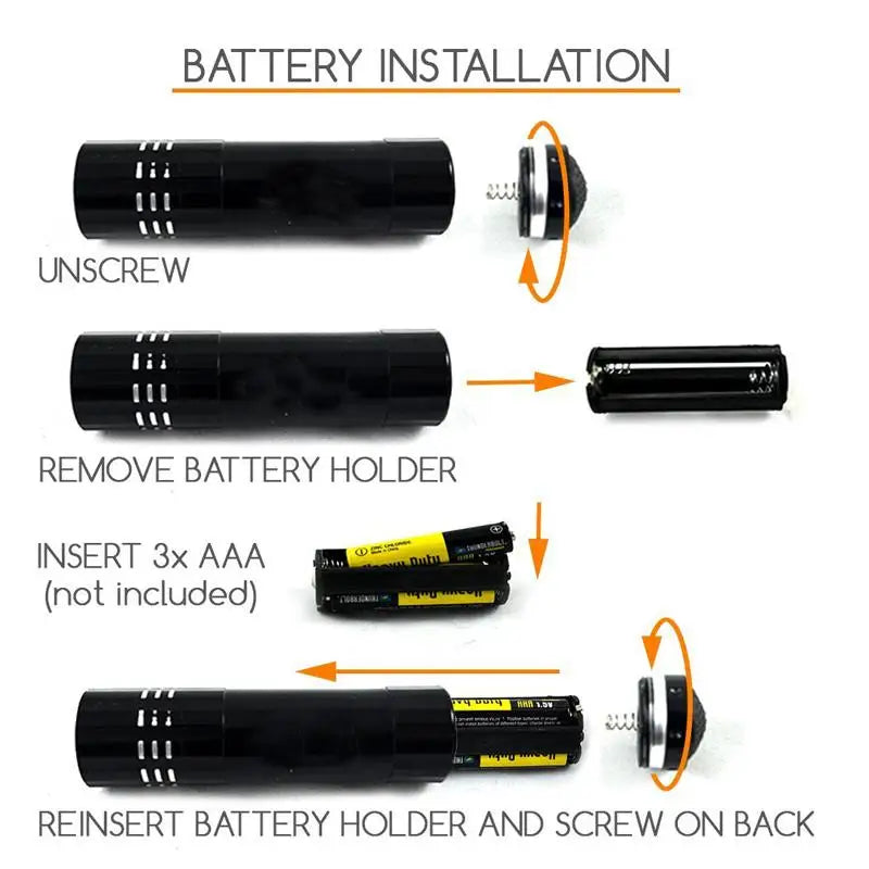 Mini 9LED Flashlight UV Lamp Portable