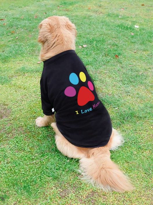 I Love Mama Paw Print Dog Vest