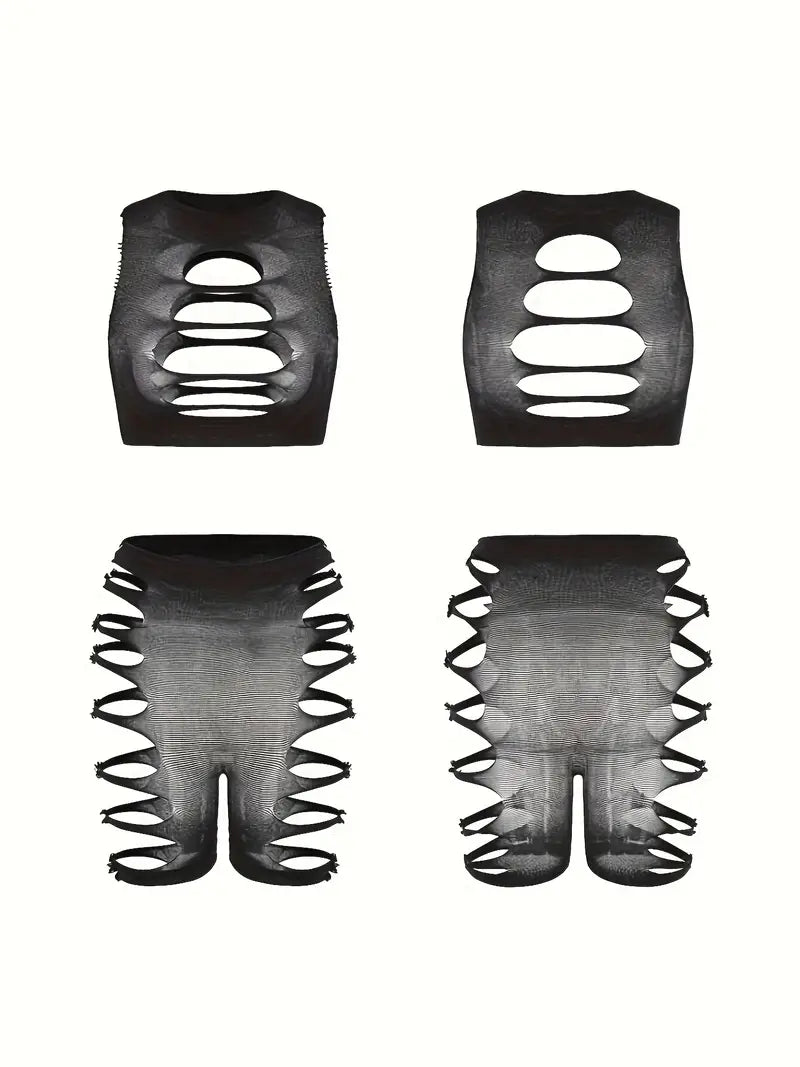 Lash Hollow Out Lingerie Open Crotch With Stockings