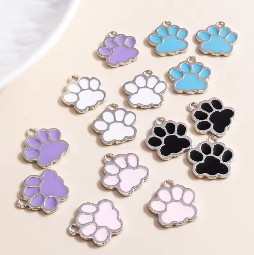Paw Print Collar Pendant x3 Cats & Small Dogs
