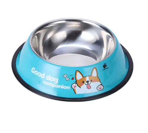 Pet Bowl 22cm Blue With Dog Print