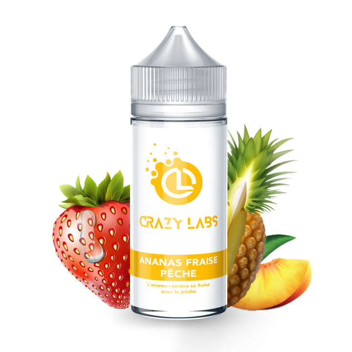 Crazy Labs Pineapple Strawberry Peach (Ananas Fraise Pêche) 100ml