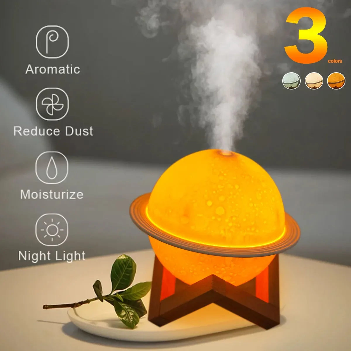 Aroma Diffuser Air Humidifier with LED 3D Moon Planet Humidifier USB Portable Air Purifier Bedroom Decor Night Lights
