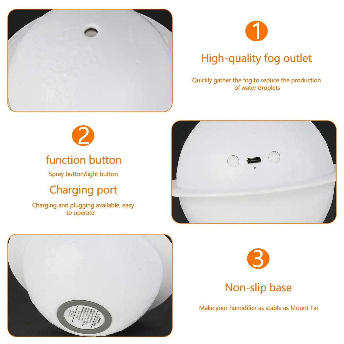 Aroma Diffuser Air Humidifier with LED 3D Moon Planet Humidifier USB Portable Air Purifier Bedroom Decor Night Lights