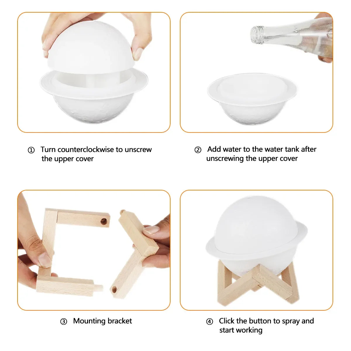 Aroma Diffuser Air Humidifier with LED 3D Moon Planet Humidifier USB Portable Air Purifier Bedroom Decor Night Lights