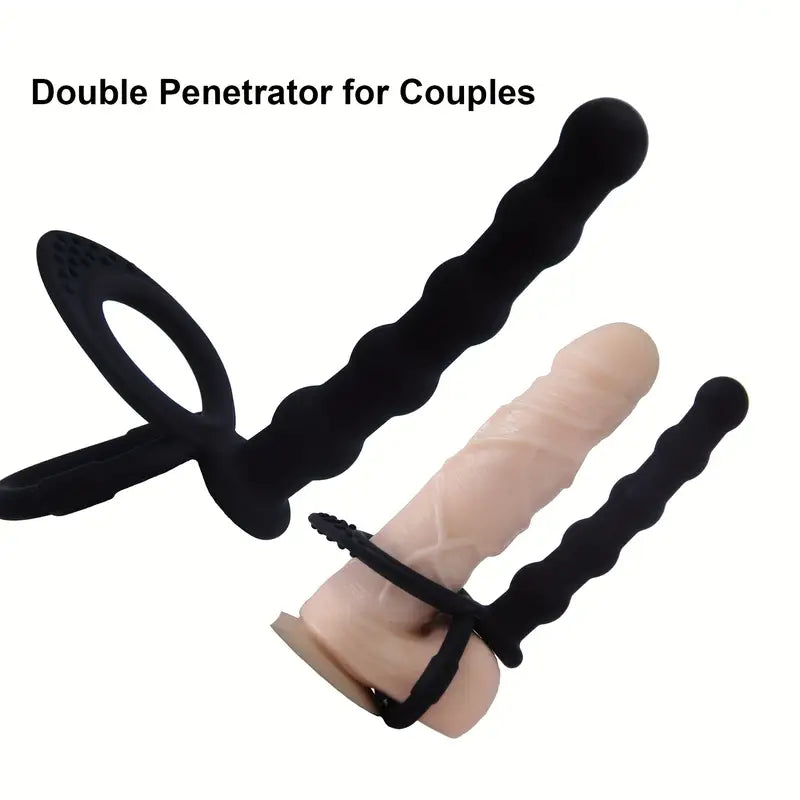 Silicone Strap On Penis Butt Plug Dildo Black