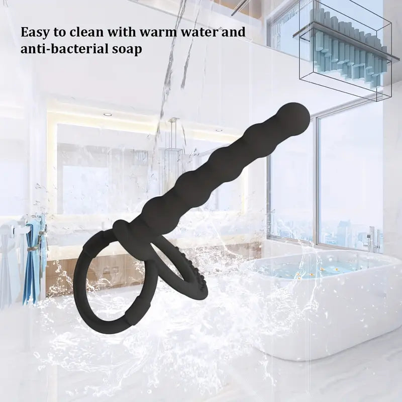 Silicone Strap On Penis Butt Plug Dildo Black