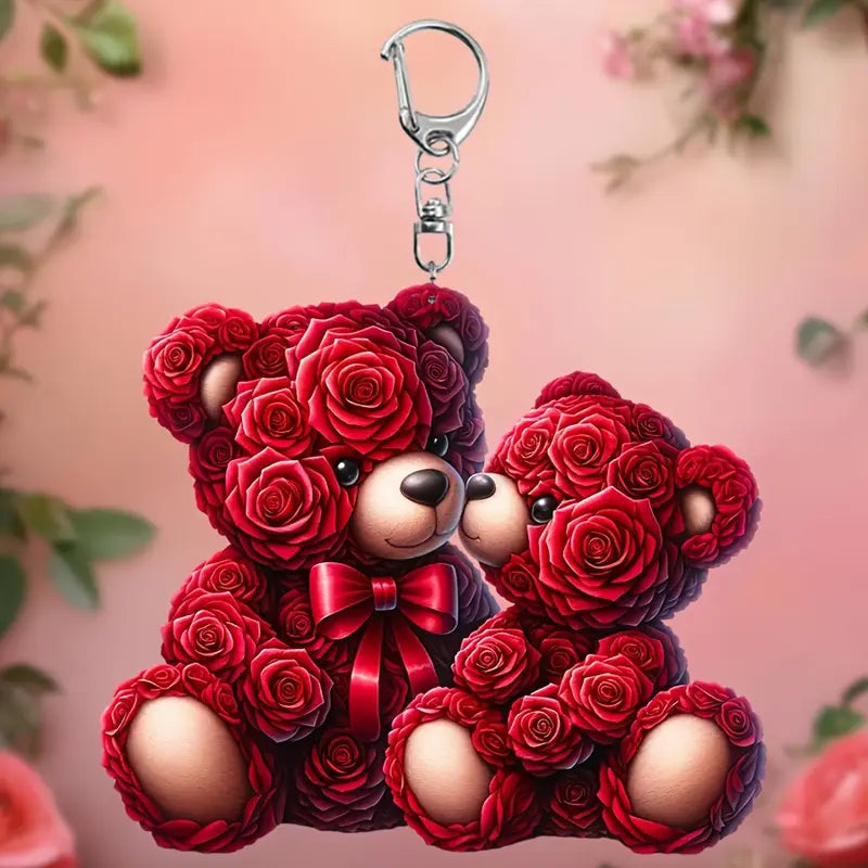 2D Valentine's Day Teddy Bear Keyring