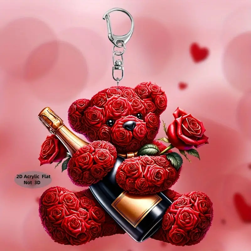 2D Valentine's Day Teddy Bear Keyring