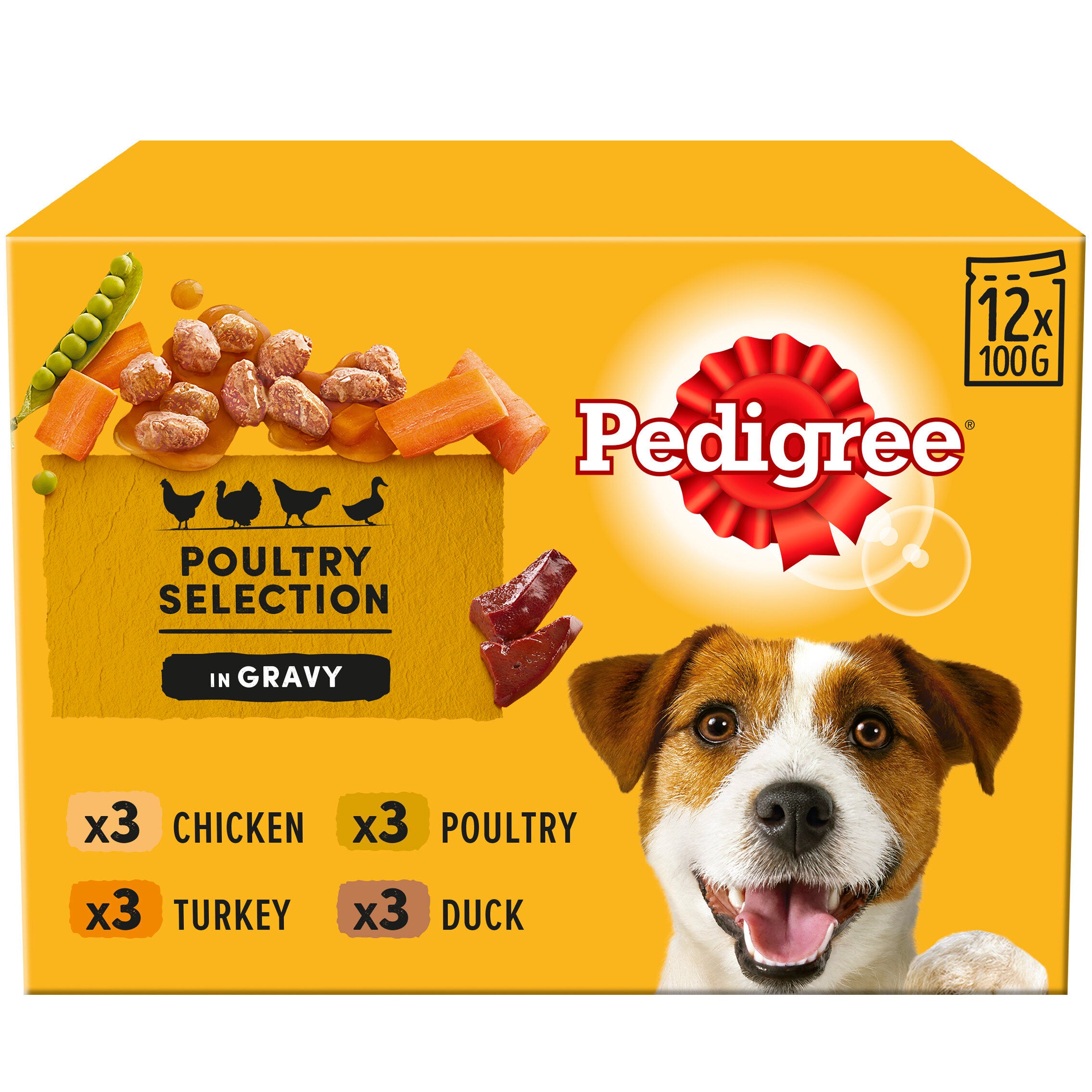 Pedigree Pouch Adult Dog Poultry Selection in Gravy Pack of 12x100g