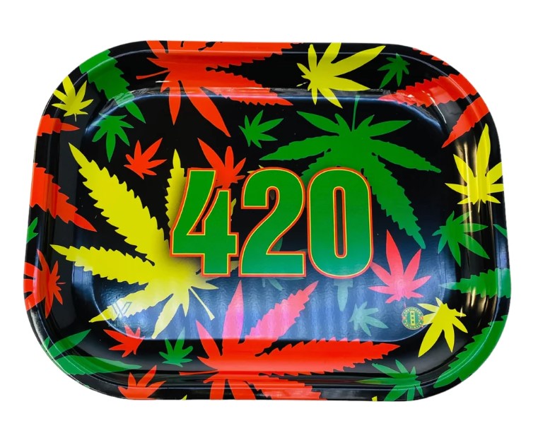 Metal Rasta Pattern Rolling Tray 420